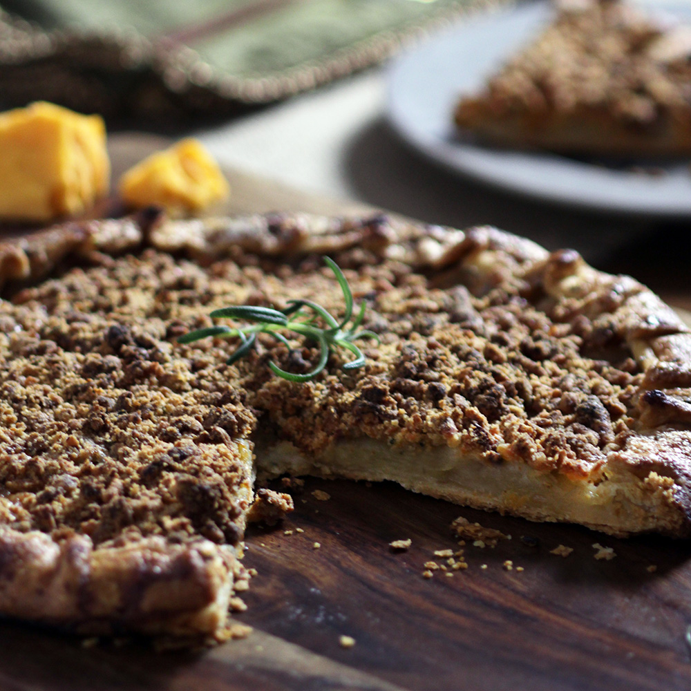 Apple Rosemary Galette with Cheddar Crumb Topping